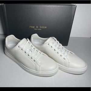 New In Box WOMENS Rag & Bone Leather Lace Up Kent Sneakers Sz 37 Off White $275